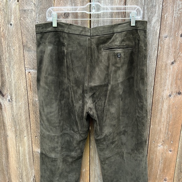 Vintage Ralph Lauren Suede 100% Leather Pants Dark green Women Size 14 - Picture 7 of 10